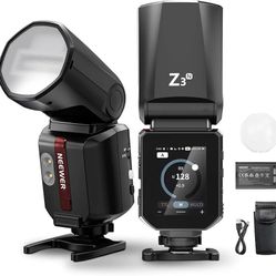 100Ws 2.4G TTL Round Head Flash Speedlite Compatible with Nikon Cameras, 1/8000s HSS, Touch Screen, 2 Modeling Lamps, TTL/M Toggle, 3000mAh/500 Full P
