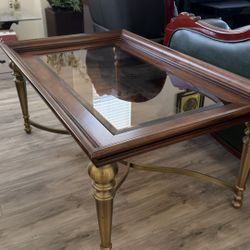 Real Wood Glass Coffee Table 