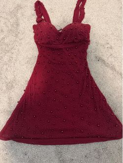 Windsor red pearl beaded dress
