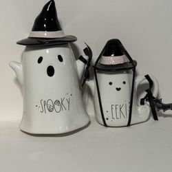 Rae Dunn “Spooky” Halloween Witch Ghost White Jar And Mug