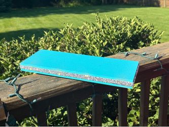 Turquoise floating wall shelf with rhinestone accents, free gift with purchase!