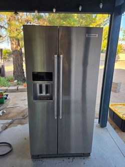 Fridge kitchen aid side by side stainless steel refrigerator with water and ice 🧊 👌