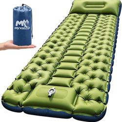 Myxslop Camping Sleeping Pad, Ultralight Inflatable Camping Mat with Pillow Built-in Foot Pump Sleeping Mat, Compact Camping Pad Gear for Backpacking 