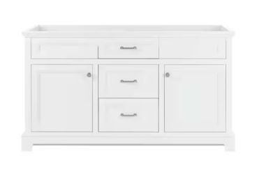 Style Selections Merrill 60-in True White Bathroom Vanity Base Cabinet without Top