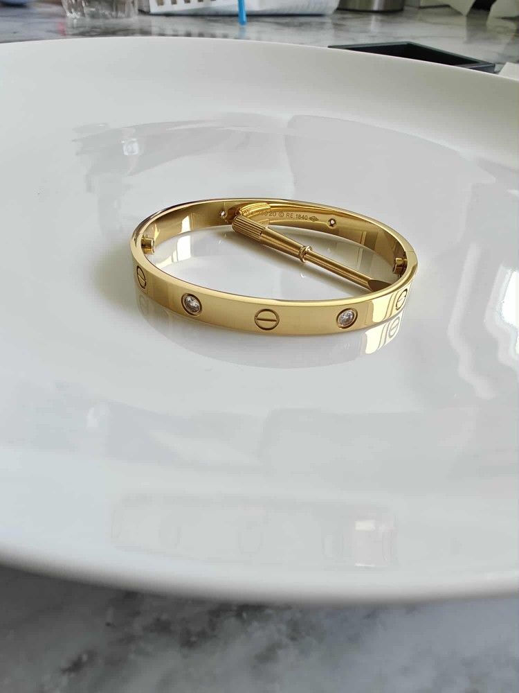 Love Bangle With Zirconia Stone Unisex Bracelet 