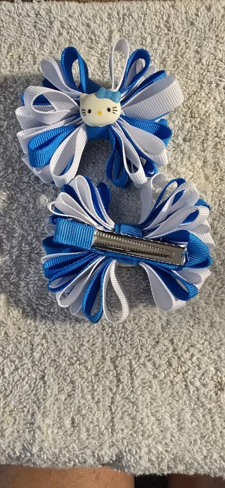 Blue Hello Kitty Hair Bow Set