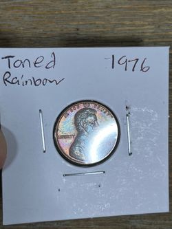 1976 penny Toned Rainbow 🌈 Coin