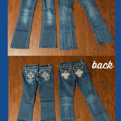 2 PAIRS OF JEANS WITH BLING - $50 EACH - TWO PHOTOS ATTACHED OF FRONT/BACK