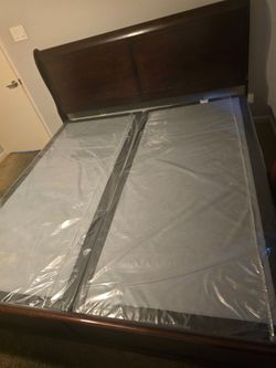 Queen Solid Wood Bed Frame + Box Spring