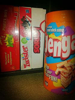 4 Games -Apples to Apples, Twister, Sorry, Jenga