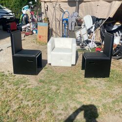Space Saver Living Room Set Two Black Comfortable Chairs And White Chair Beautiful Set Clean Easy To Set It Up 