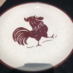 Vintage Set Of Four Country Squire Brown Rooster Plates. California Pottery