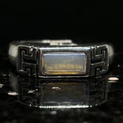Celtic Mexican Fire Opal Natural Display .925 Sterling Silver Custom Ring