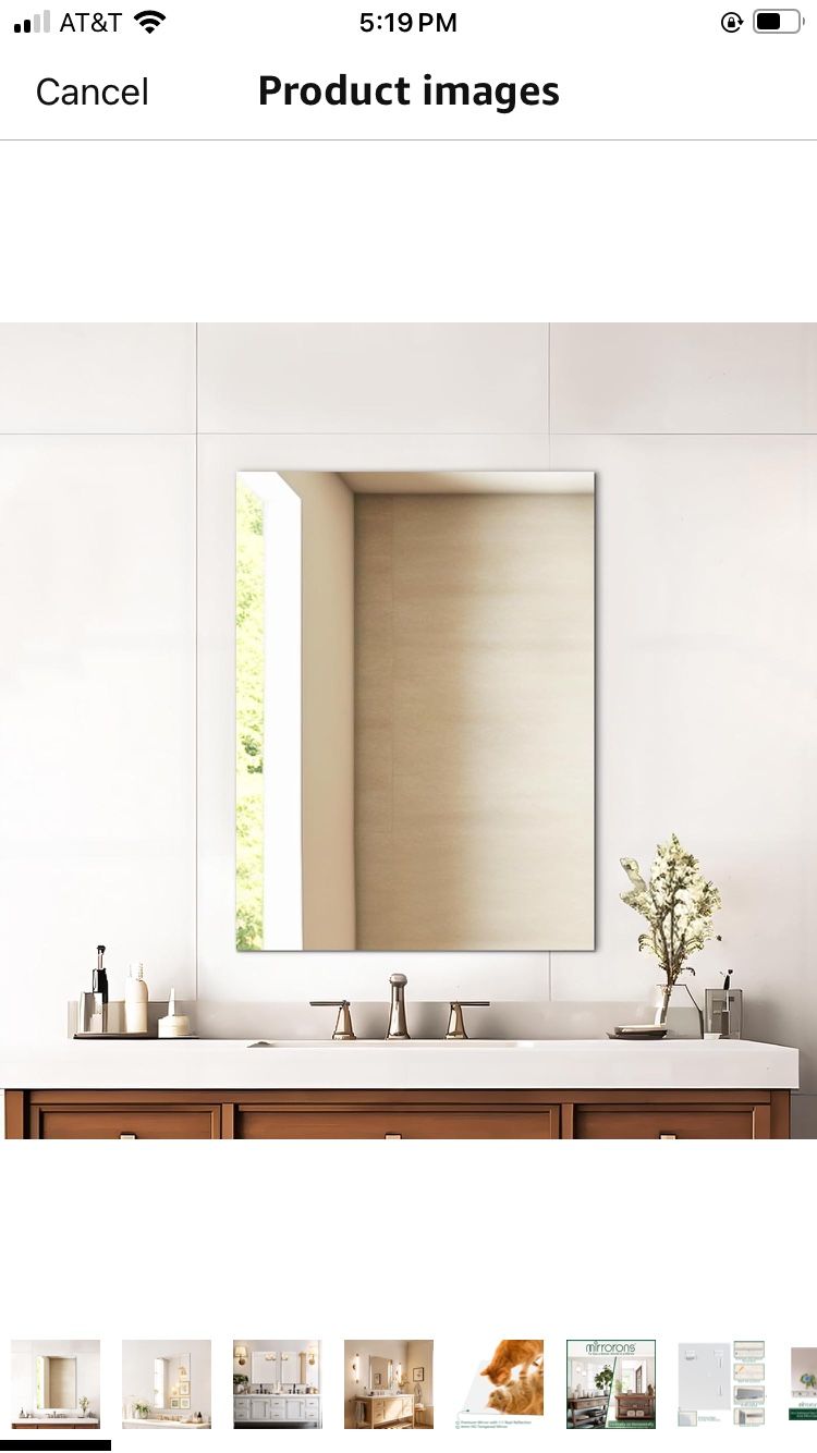 Frameless Mirror, Wall Mirror 18" x 24", Modern Rectangle Bathroom Mirrors for Wall with Polished Edge