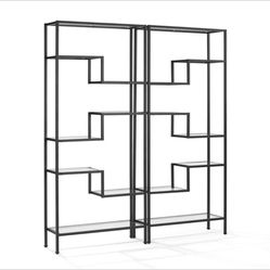 Matte Black 2pc set with open glass shelves