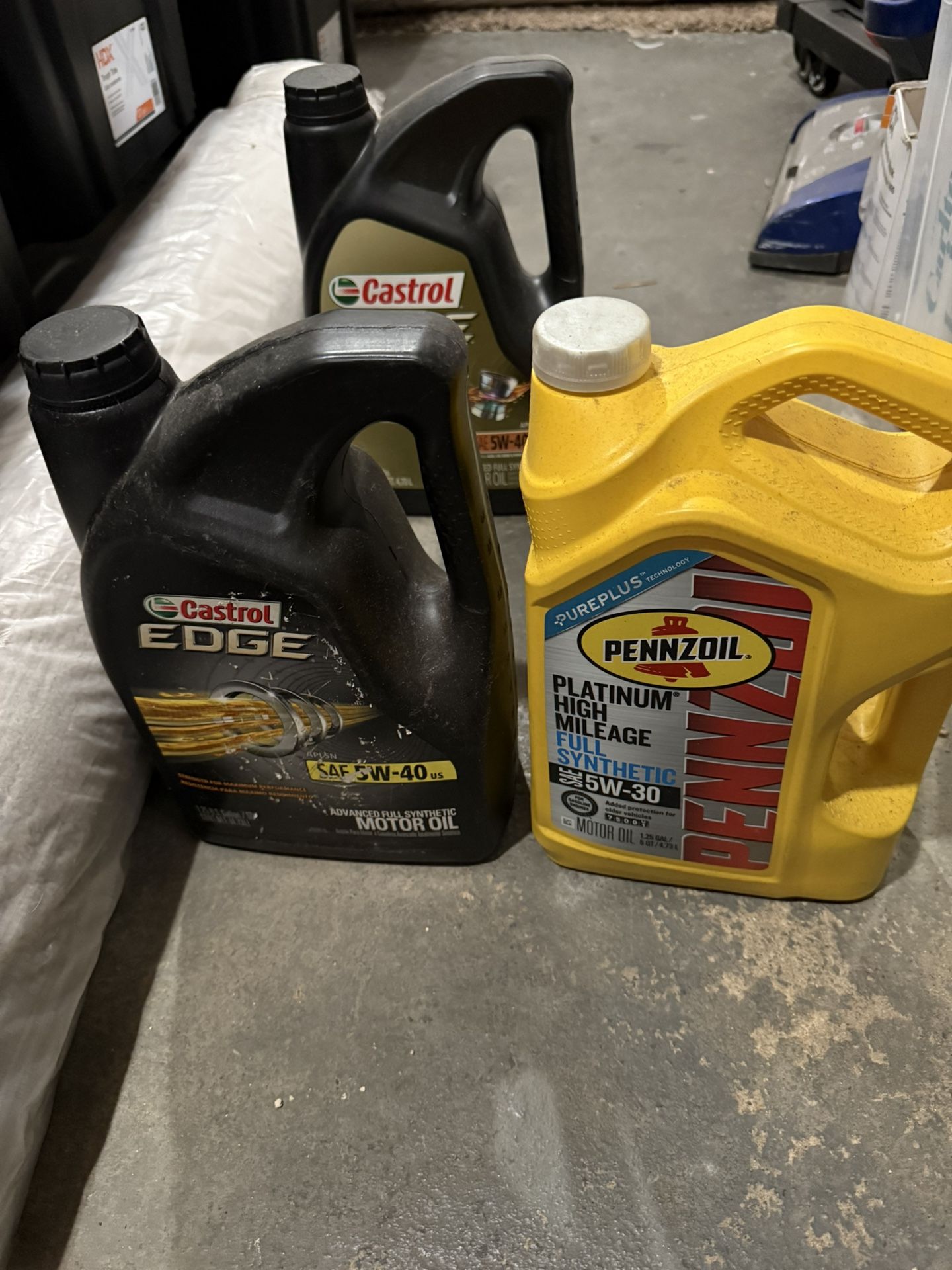 Three 5 Quart Synthetic Oil. 5w-40 X2 & 5w-30
