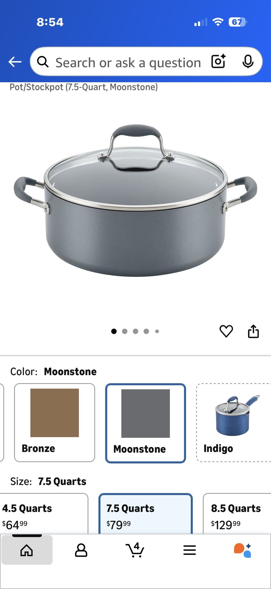 Anolon 7.5 Qt Hard Anandized Stock Pot (Moonstone)