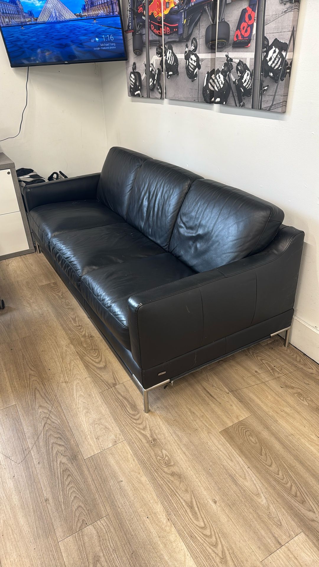 Like new Dania Office desks, Chairs, Natuzzi Leather sofa For Sale