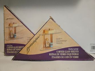 NEW 2 Sets Decorative Corner Glass Organizer Shelves