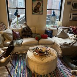  White Couch and Ottoman (free)