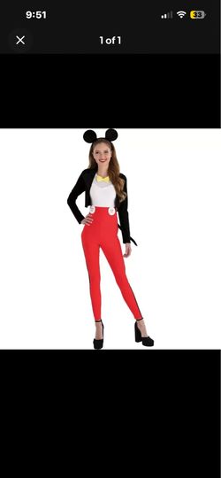 Disney Womens Adult Mickey Mouse Halloween Costume Sexy Jumpsuit
