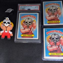 1986 GPK Garbage Pail Kids BONY TONY #132A Graded PSA 8 - With Keychain And Set