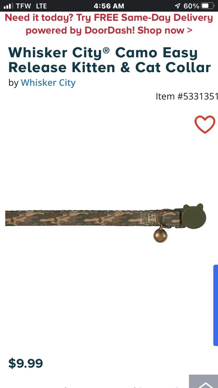 NEW Camo Easy Release Kitten & Cat Collar ** Retails For $10 An Absolute Steal @$5 !!**