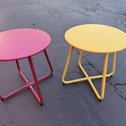 Round Steel Side Tables - Outdoor/Patio - Excellent Condition