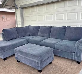 Grey Sectional with Storage Ottoman