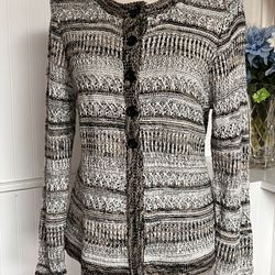 Stunning Button Down Knit Brown and Cream Cardigan 