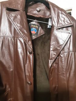 Sears Mens The Leather Shop Chestnut Brown Removable Liner Leather Jacket 42