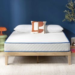  8 Inch Bonnell Spring Hybrid Mattress, Tight Top, Certified Safe Foams & Fabric, Mattress in a Box, Queen