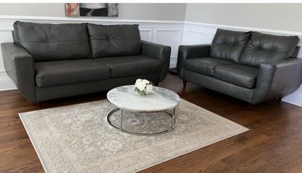 CB2 33" Round REAL Marble Coffee Table with a chrome base