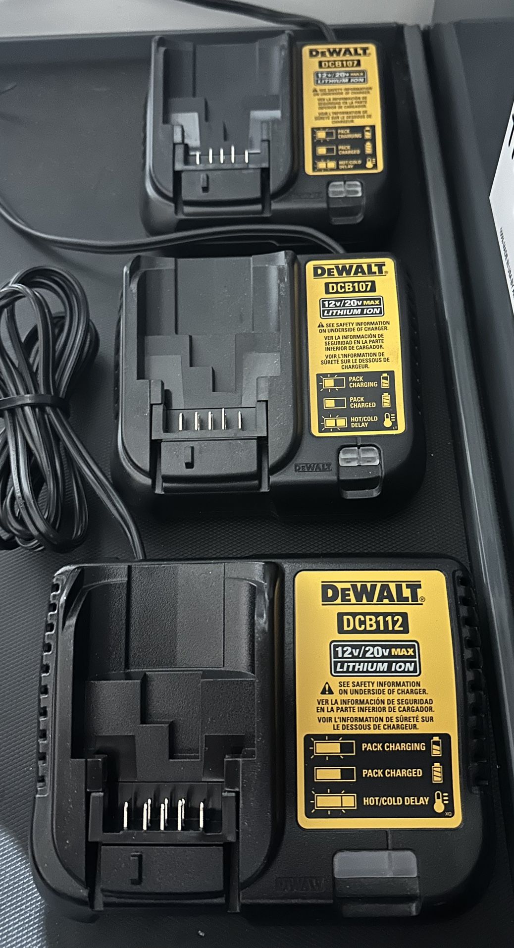 3 Dewalt Chargers
