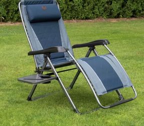Timber Ridge Zero Gravity Folding Padded Lounger Chair Recliner with Side Table