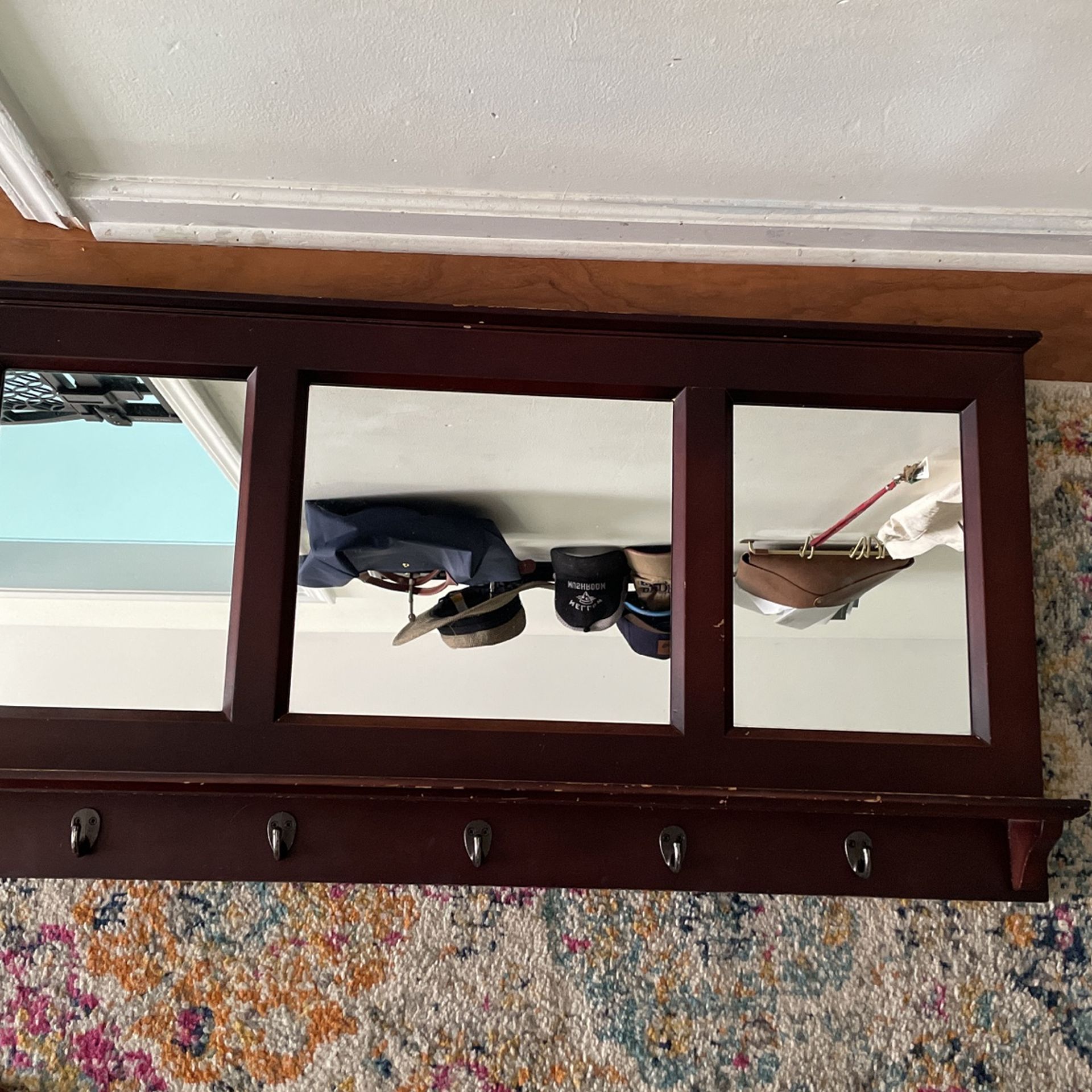 Mirror With Pegs About 37x19