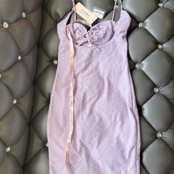 Oh Polly Lilac Lace-Up Knit Cocktail Dress