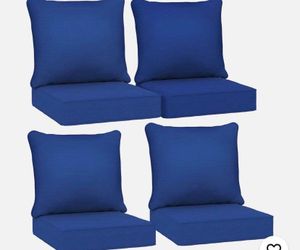 Outsunny Outdoor Chair Cushions Set of 4, Fade Resistant, 24 X 24 in Deep Seat