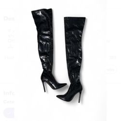 Forever 21Black faux leather over the knee boots  Excellent Condition - Worn Once  Size 6  If you have any questions about sizing or shipping pls feel