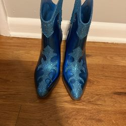 Jessica Simpson Blue Metallic Zolly Bootie w/ Rhinestones Women’s Size 6  New