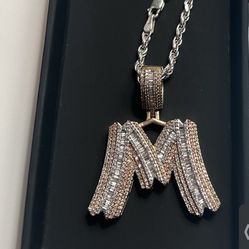 Authentic Diamond And Gold M Letter 