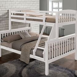 Brand New White Twin Over Full Bunk Bed 