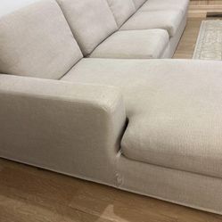 Big Sur Square Arm Slipcovered Grand Sofa with Chaise Sectional