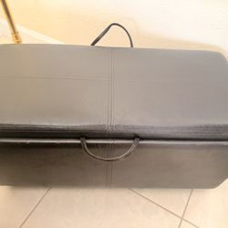 Ottoman Storage Brown Leather on Wheels