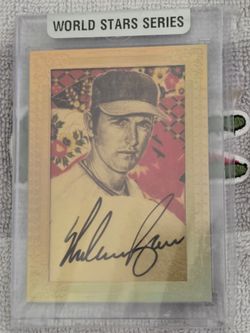 Nolan ryan signed one of one gold hand drawn card.