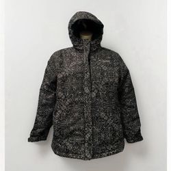 Girls Youth Large Columbia Jacket Omni Heat Waterproof Hooded jacket Black White Pattern  14/16