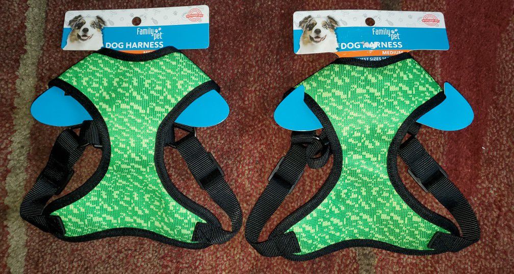 2 lime Green Family PET  Step-In Dog Harness MED Chest Size 14 -21” 10-17lbs