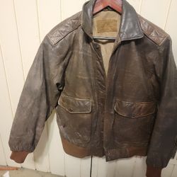 Leather Bomber Jacket Size Large