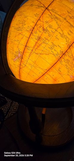 Vintage Illuminated World Globe on Stand