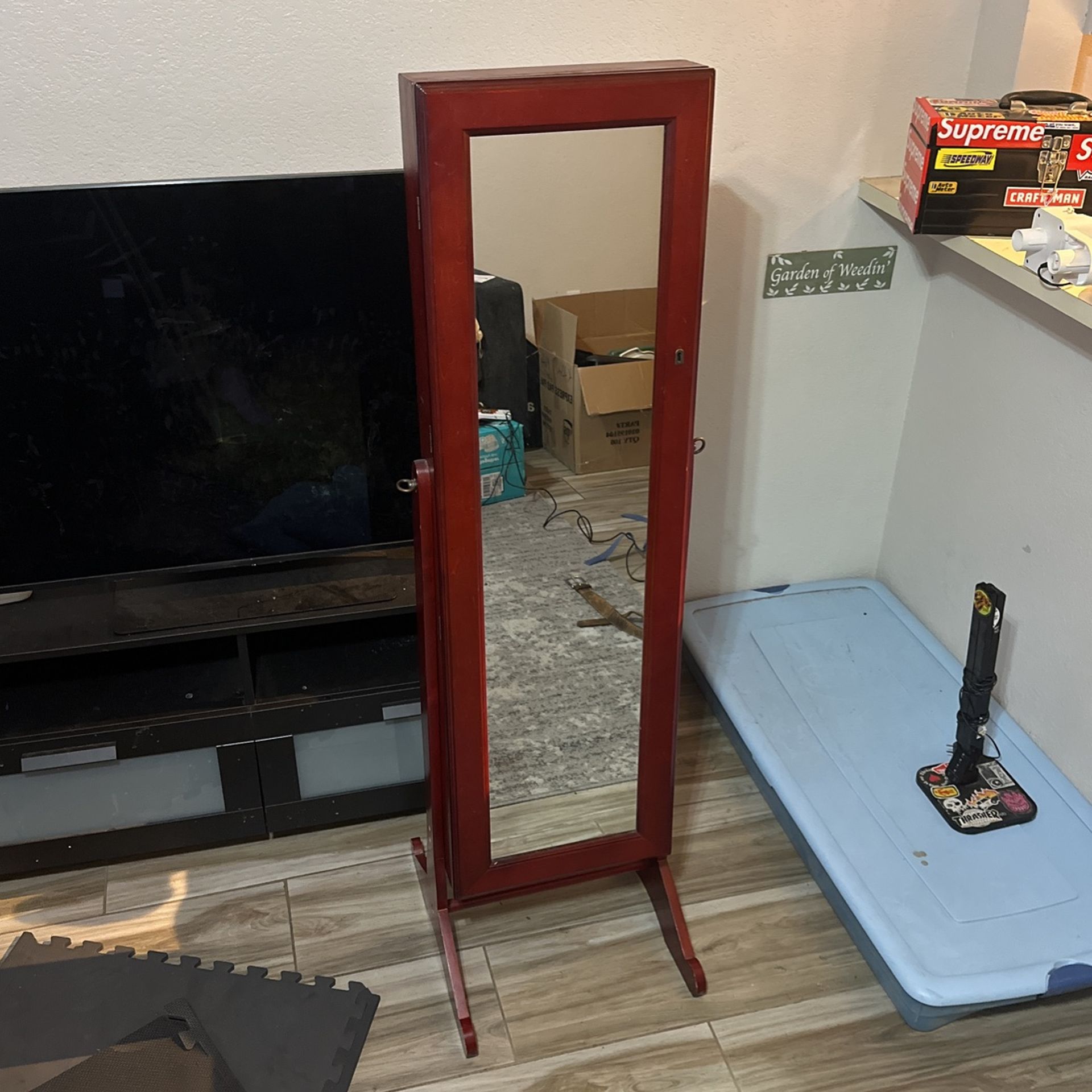 Lori Greiner Gold & Silver Safekeeper Standing Mirror Jewelry Cabinet